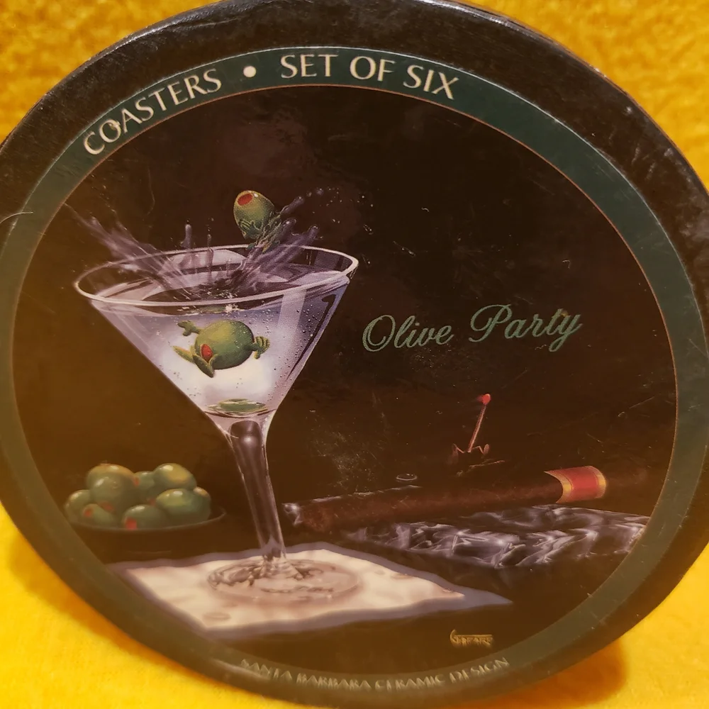 Olive Party Coasters Set of Six